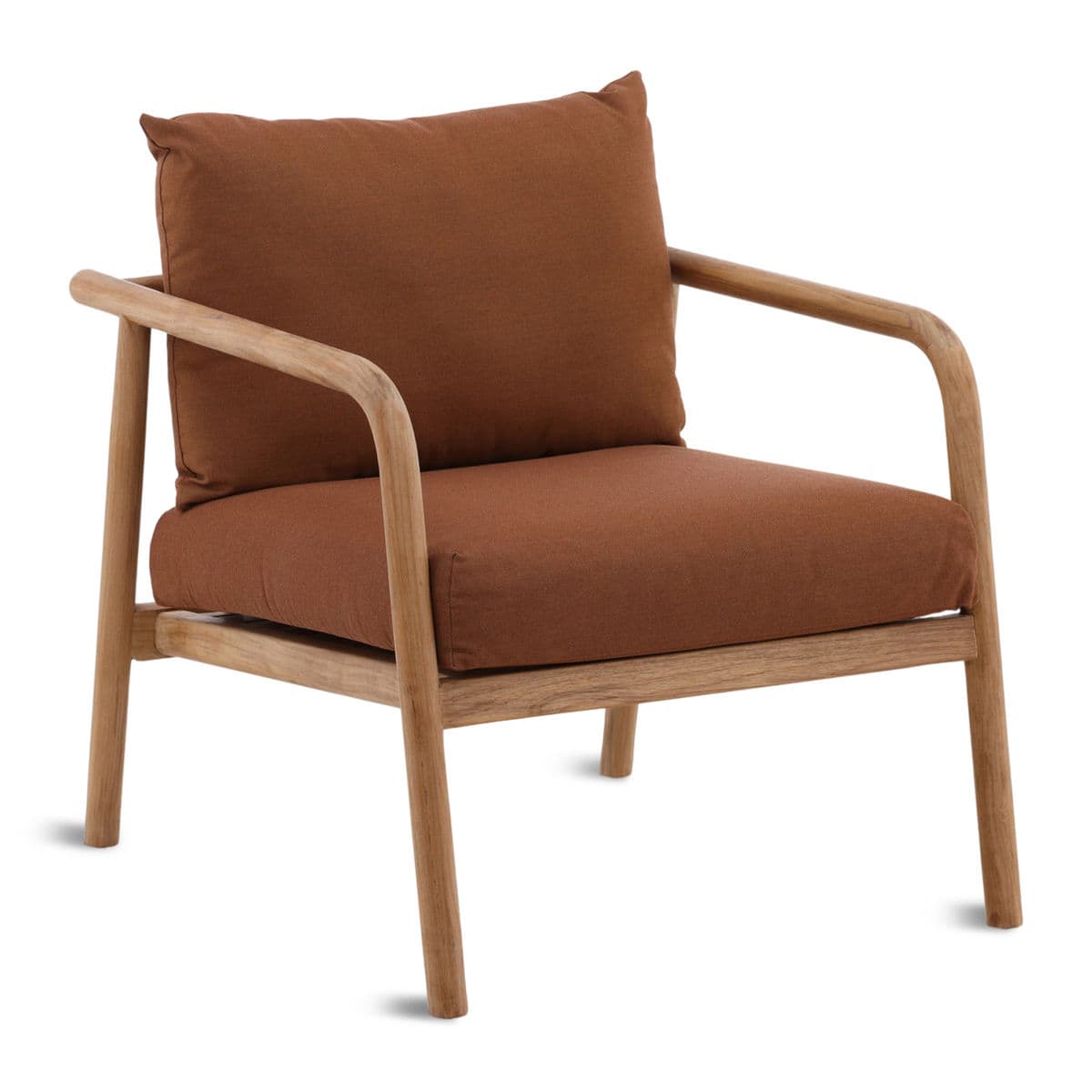 Outdoor Rust Cushion Teak Chair - Thumbnail 3