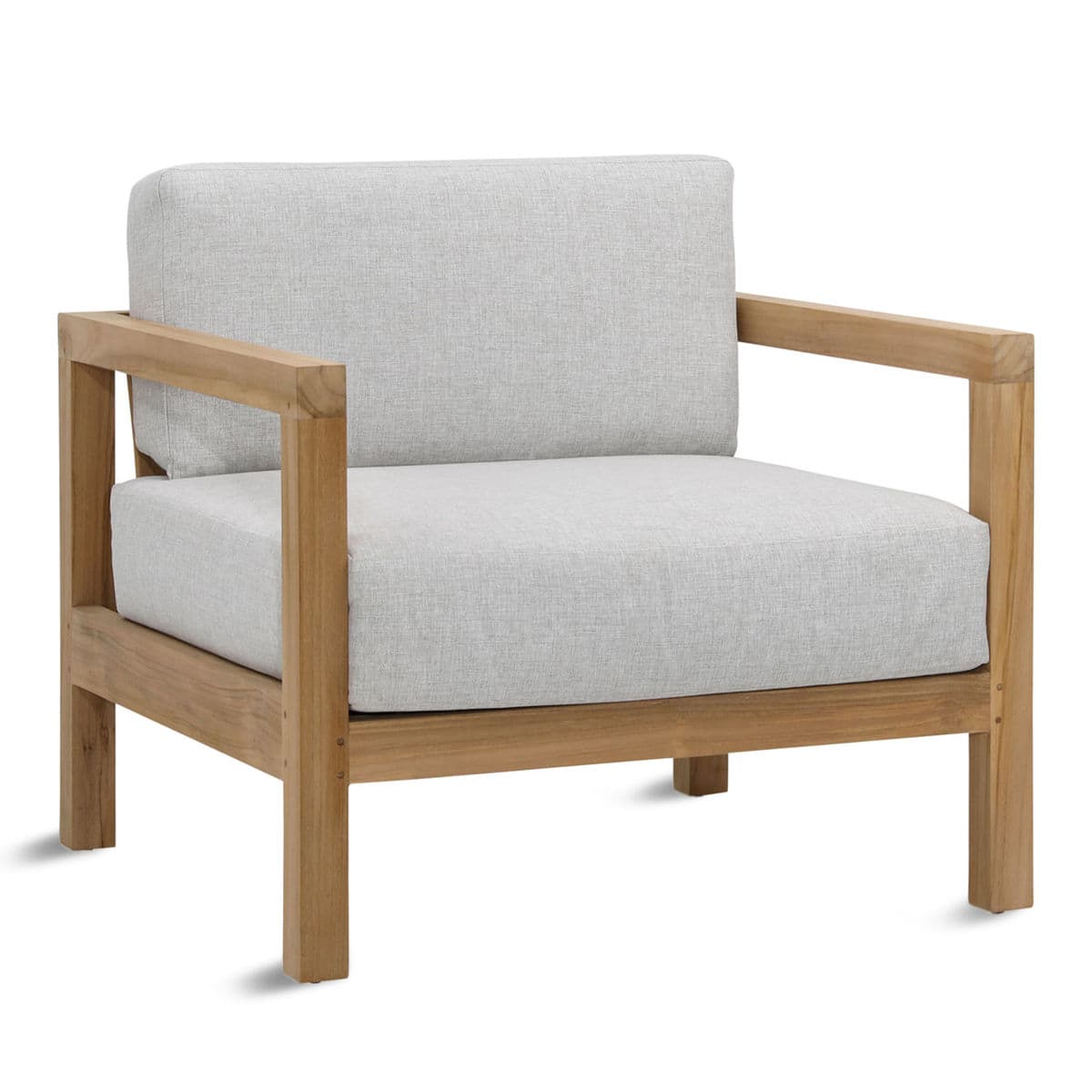 Outdoor Pale Grey & Teak Arm Chair - Thumbnail 3