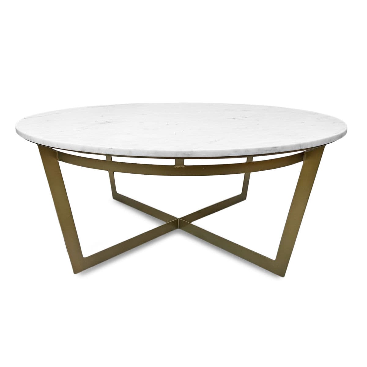 Marble & Brass Round Coffee Table - Thumbnail 3