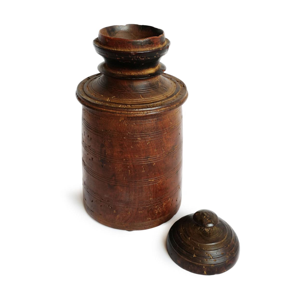 Vintage Nepal Wood Food Jar - Thumbnail 3