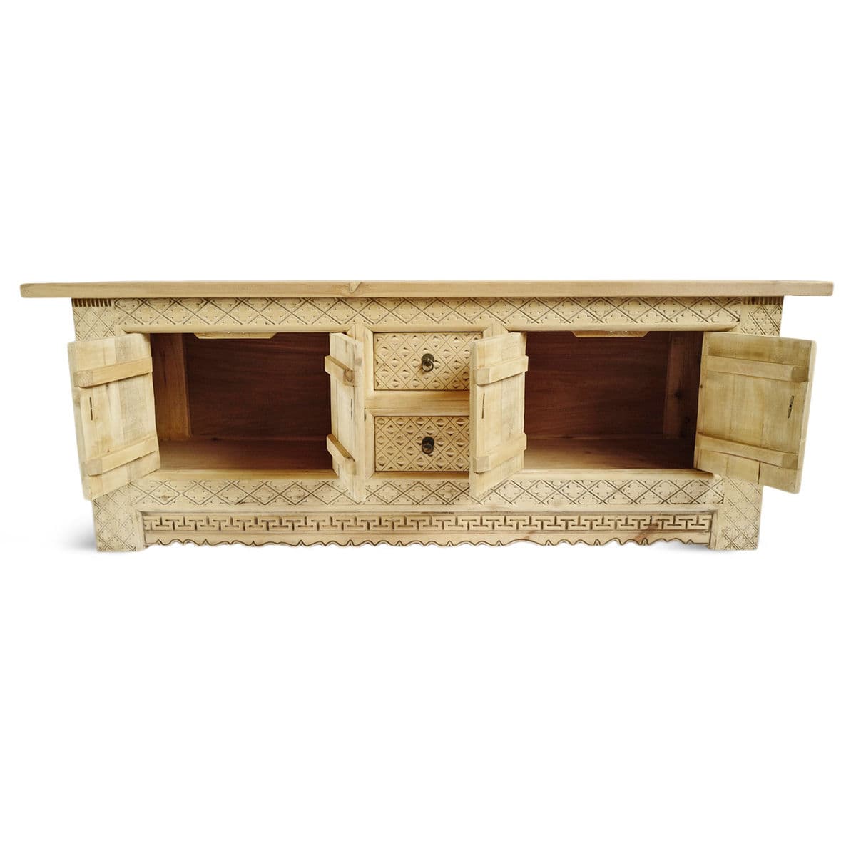 Raw Wood Carved Media Cabinet - Thumbnail 3
