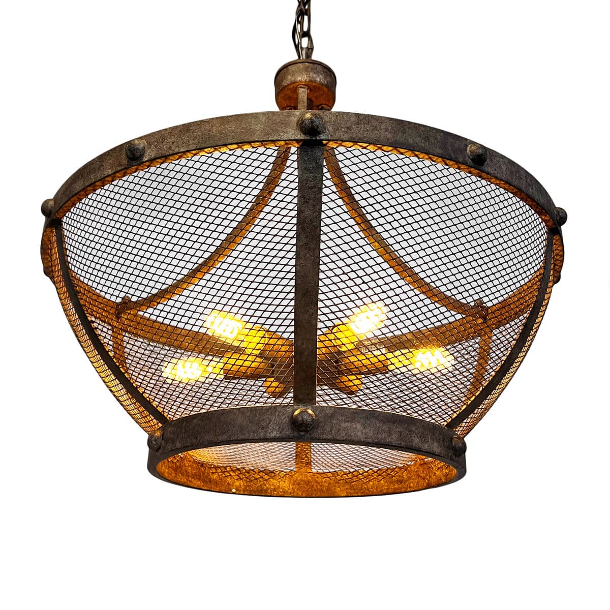 Iron Basket Bowl Chandelier - Thumbnail 3