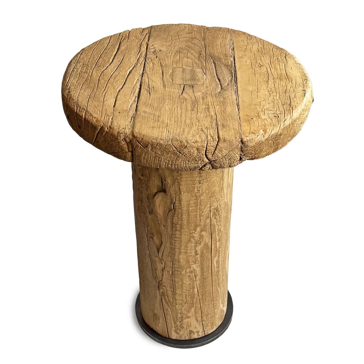 Rustic Log Round Side Table - Thumbnail 3