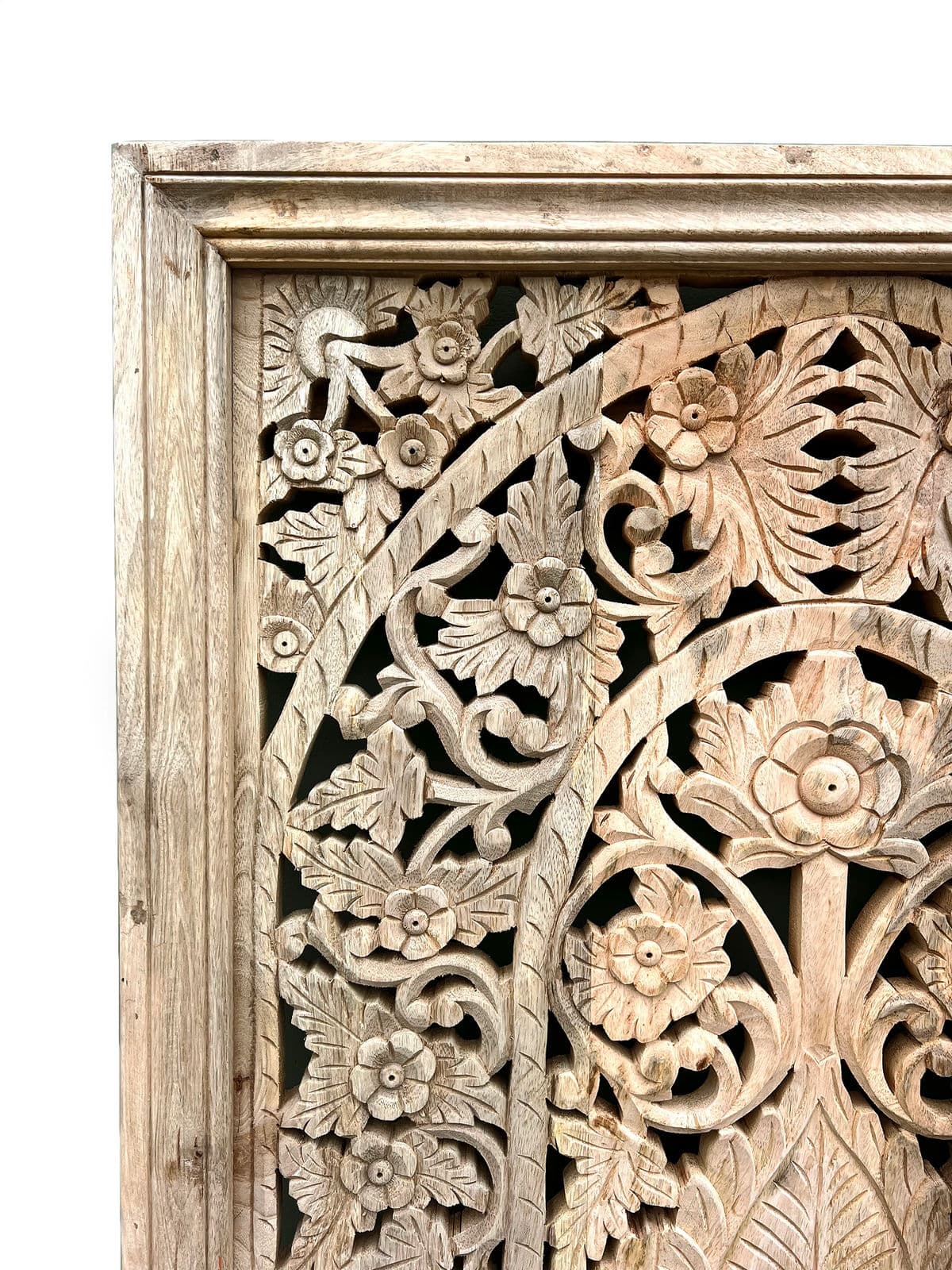 Floral Carved Wood Panel - Thumbnail 3
