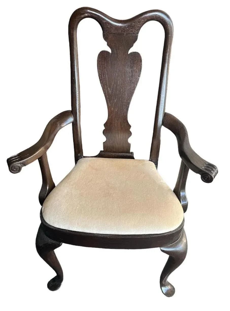 Set of 4 Vintage Dark Oak Queen Anne Dining Chairs Made in Canada - Early 21st Century - Thumbnail 3