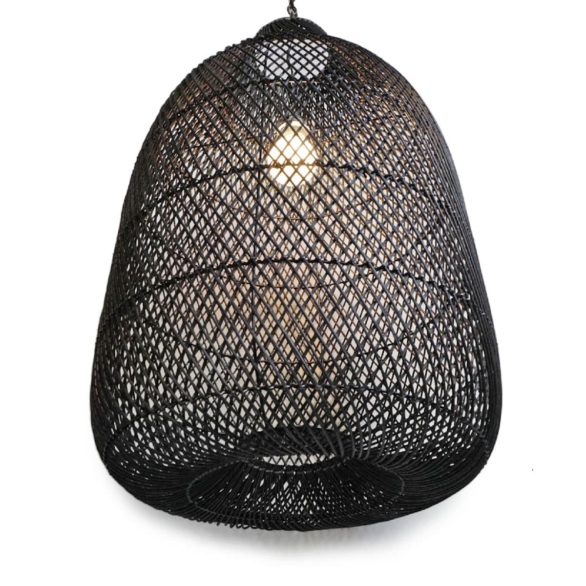 Black Wicker Bottle Lantern Large - Thumbnail 3