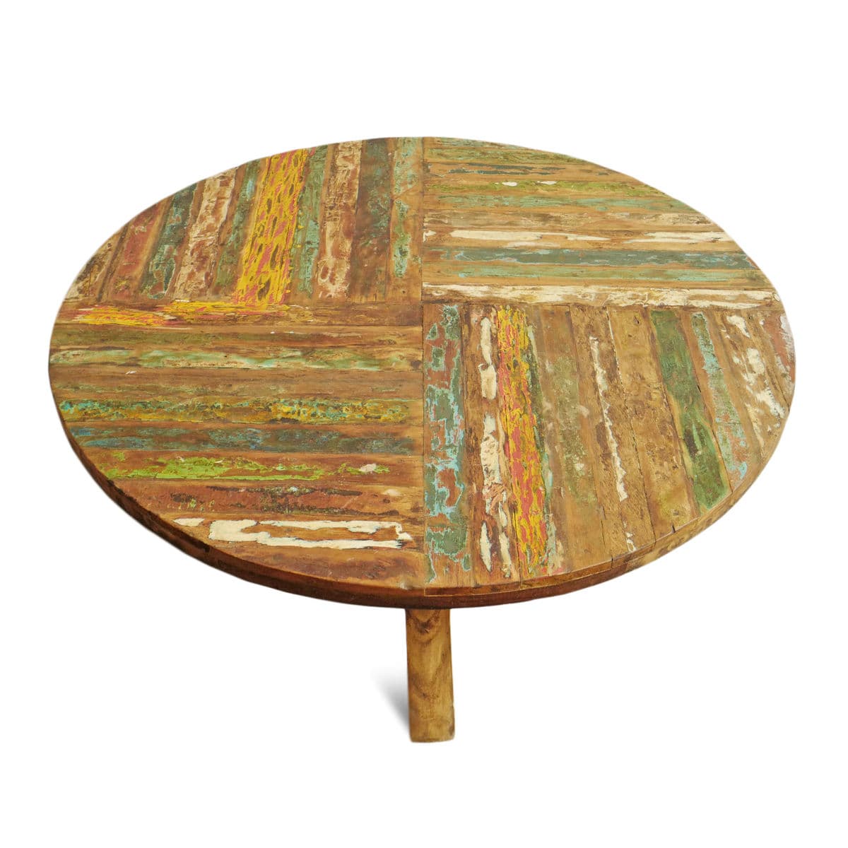 Salvaged Round Boat Wood Coffee Table - Thumbnail 3