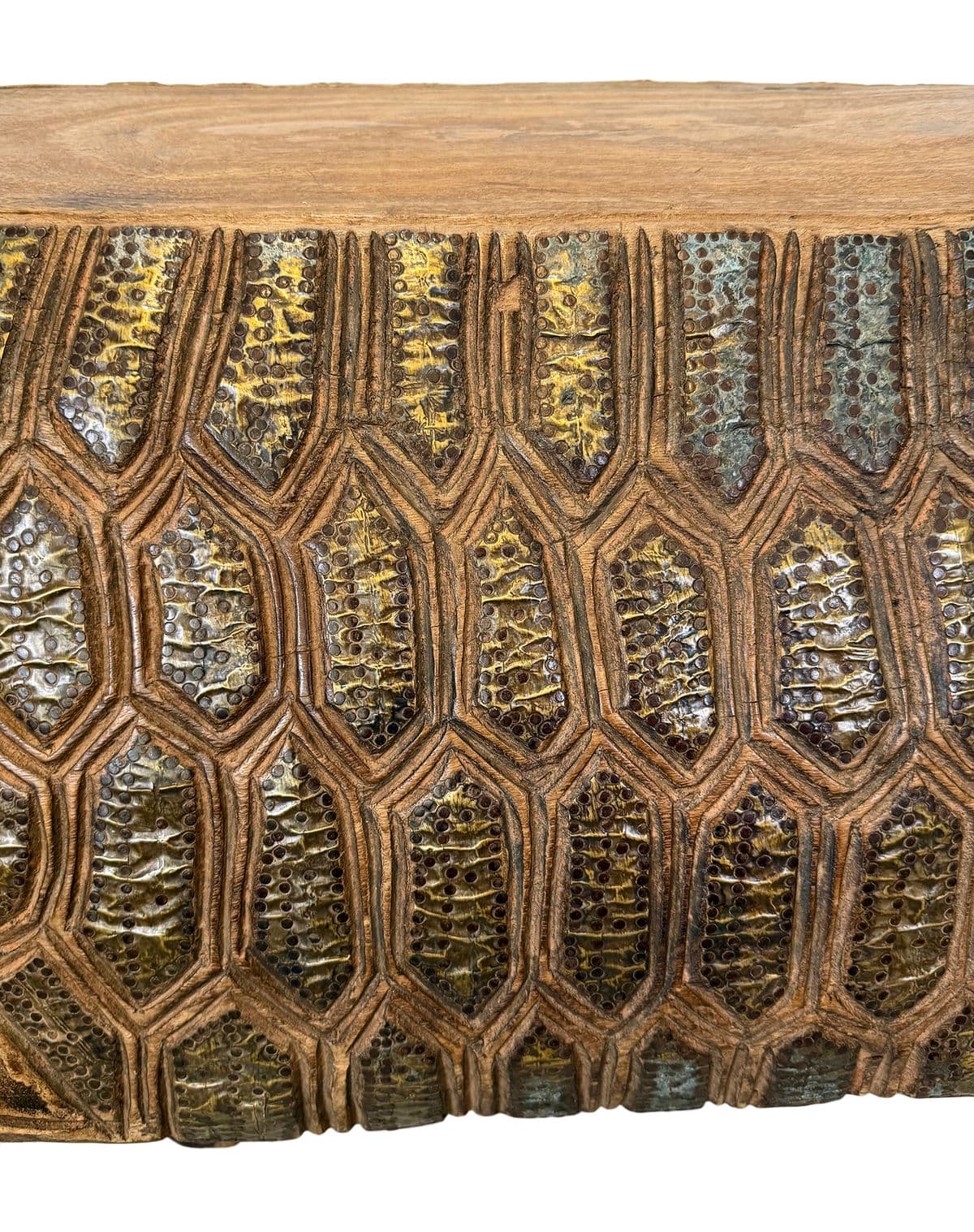 Vintage Burkina Faso Turtle Seat Bench - Thumbnail 3