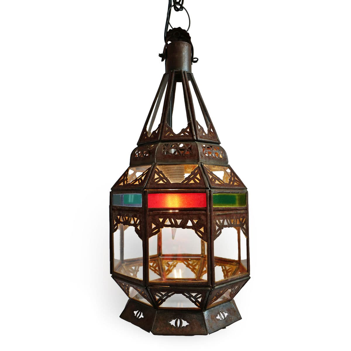 Multi Color Glass Moroccan Lantern - Thumbnail 3