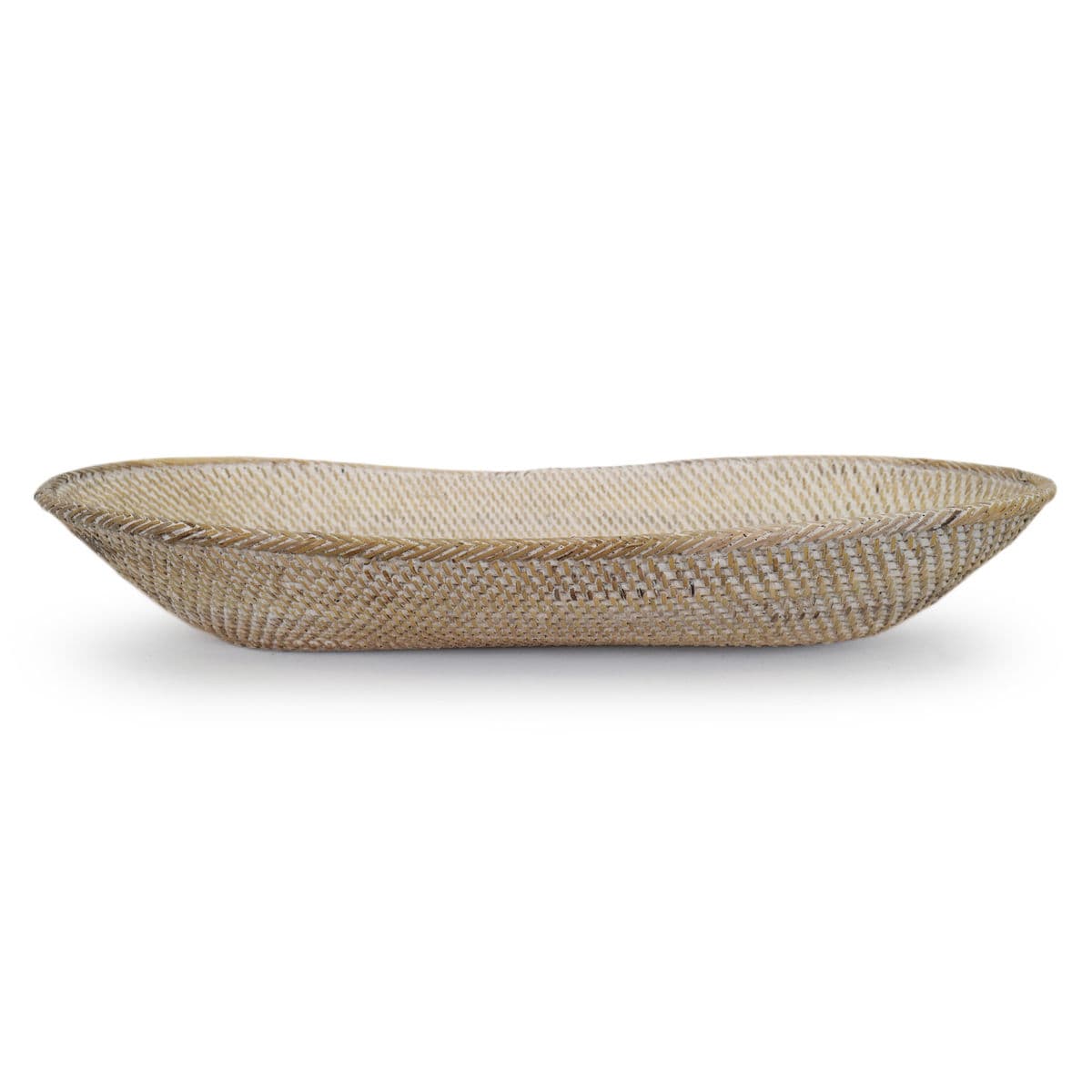 White Wash Rattan Oval Plate - Thumbnail 3