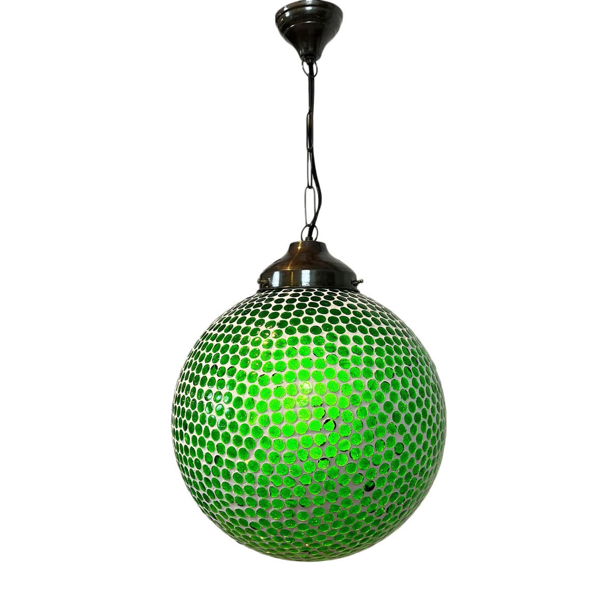 Green Mosaic Globe Lantern Small - Thumbnail 3