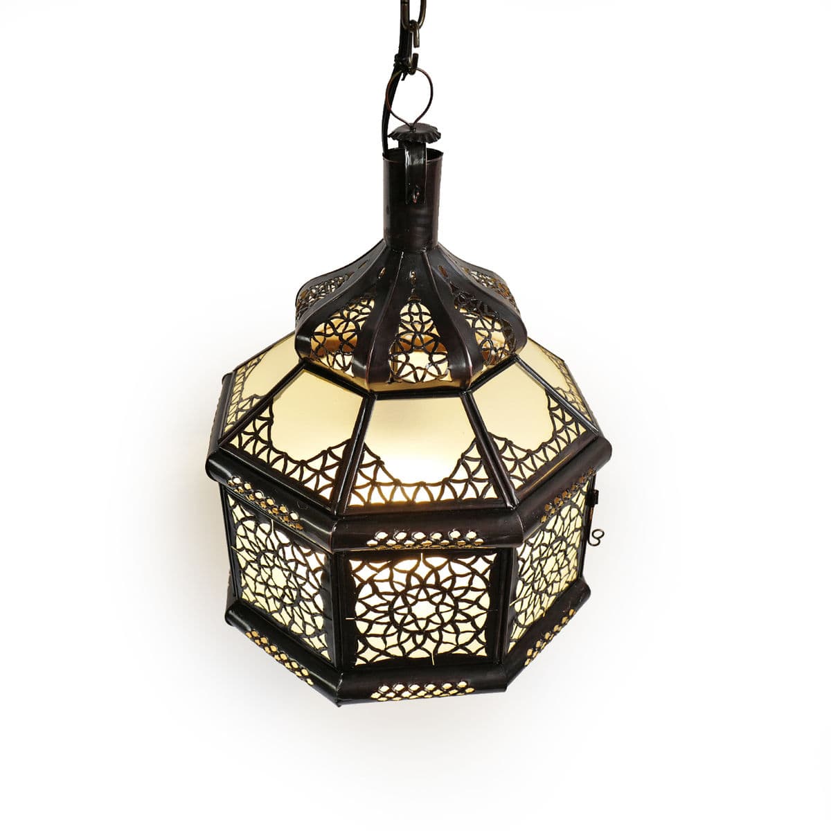 Metal Work Frosted Glass Lantern - Thumbnail 3