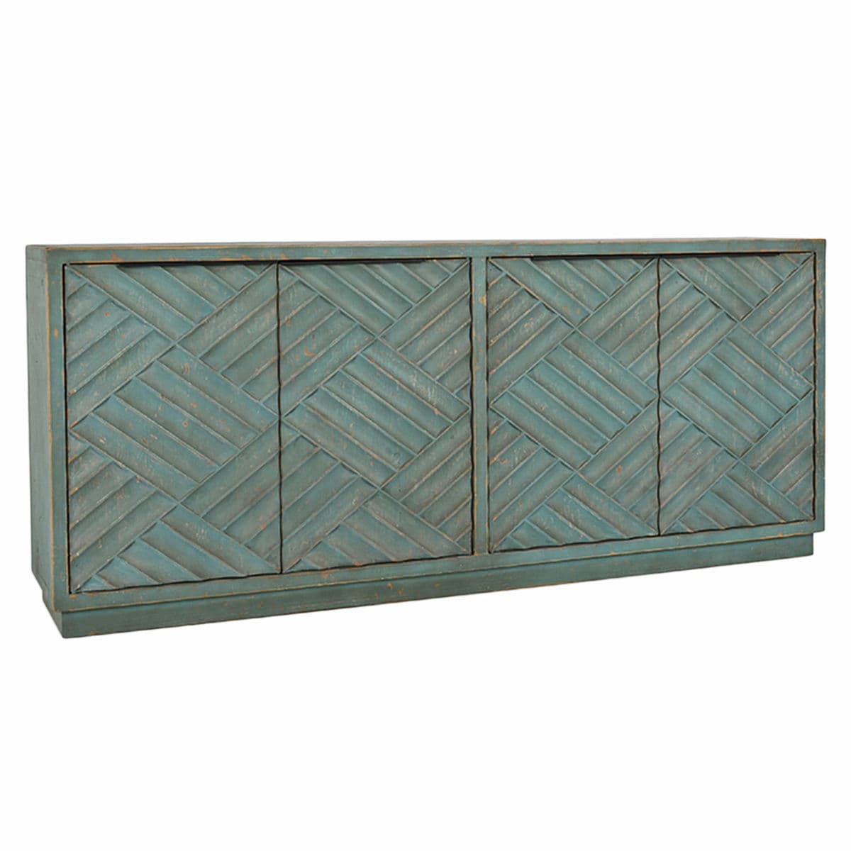 Vintage Blue Weave Pattern Sideboard - Thumbnail 3