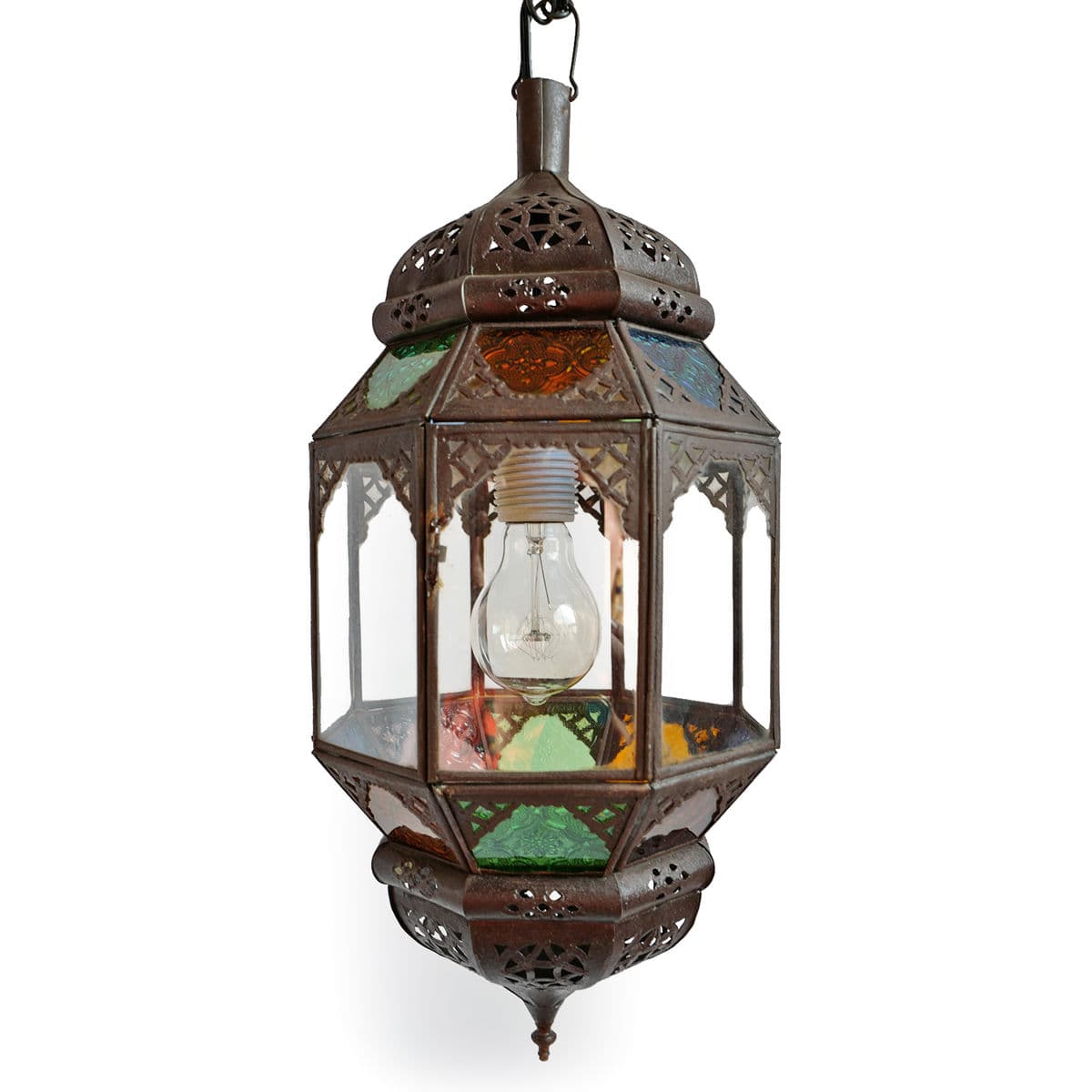 Multi Color Glass Moroccan Lantern - Thumbnail 3