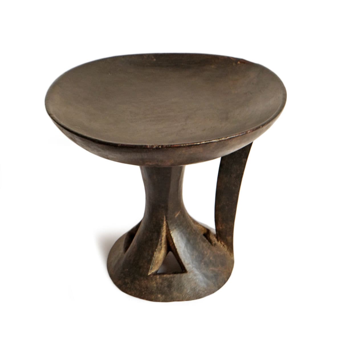 Vintage Naga Wood Serving Bowl Stool - Thumbnail 3