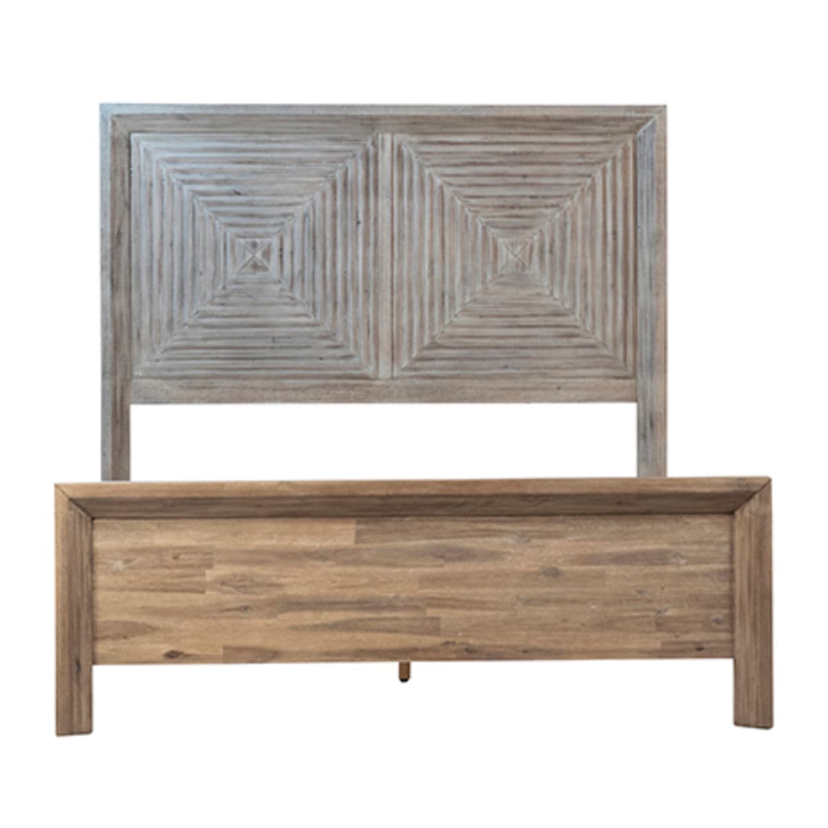 White Wash Geometric Queen Bed - Thumbnail 3