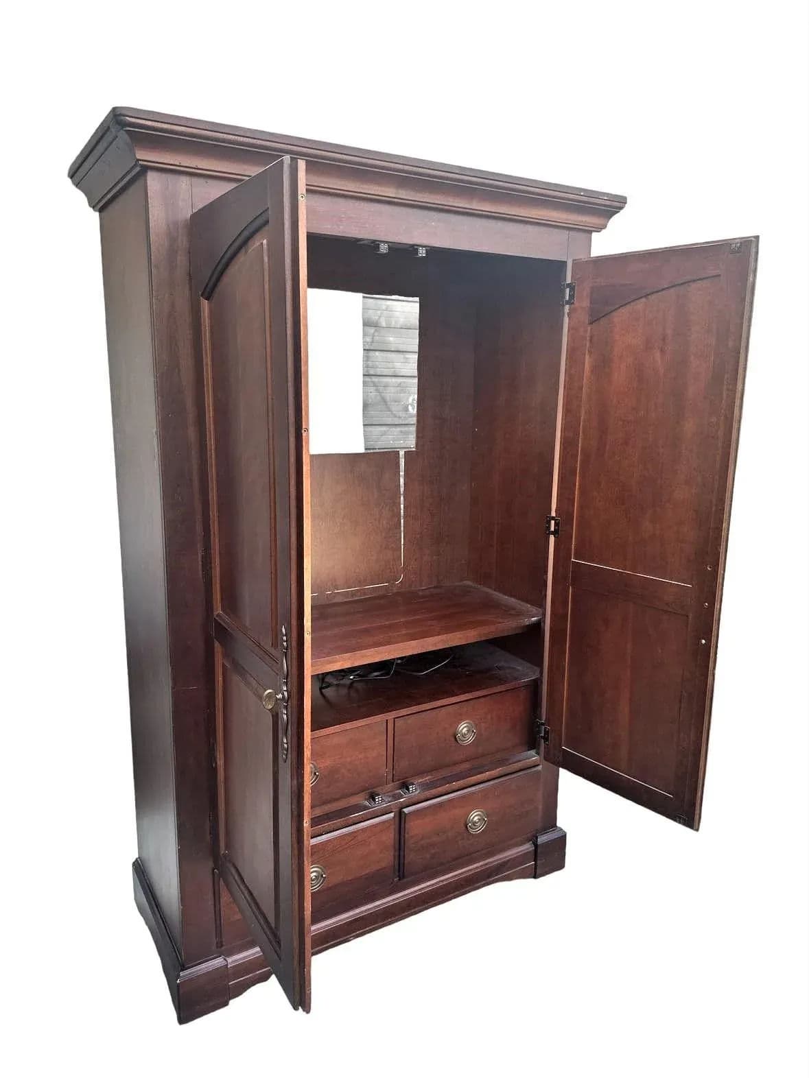 Bassett Chris Madden Collection Cherry Wood Armoire - Vintage Circa 1998 - Thumbnail 3