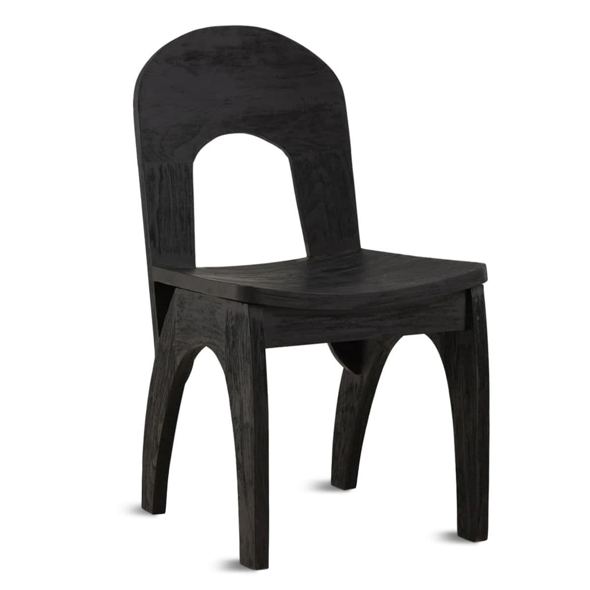 Black Round Back Wood Dining Chair - Thumbnail 3