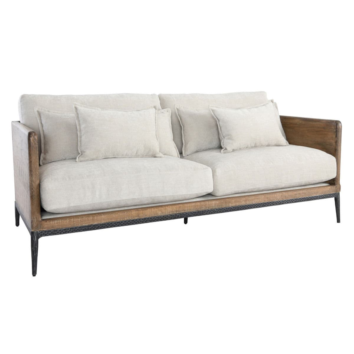 Modern Lodge Wood & Ivory  Sofa - Thumbnail 3