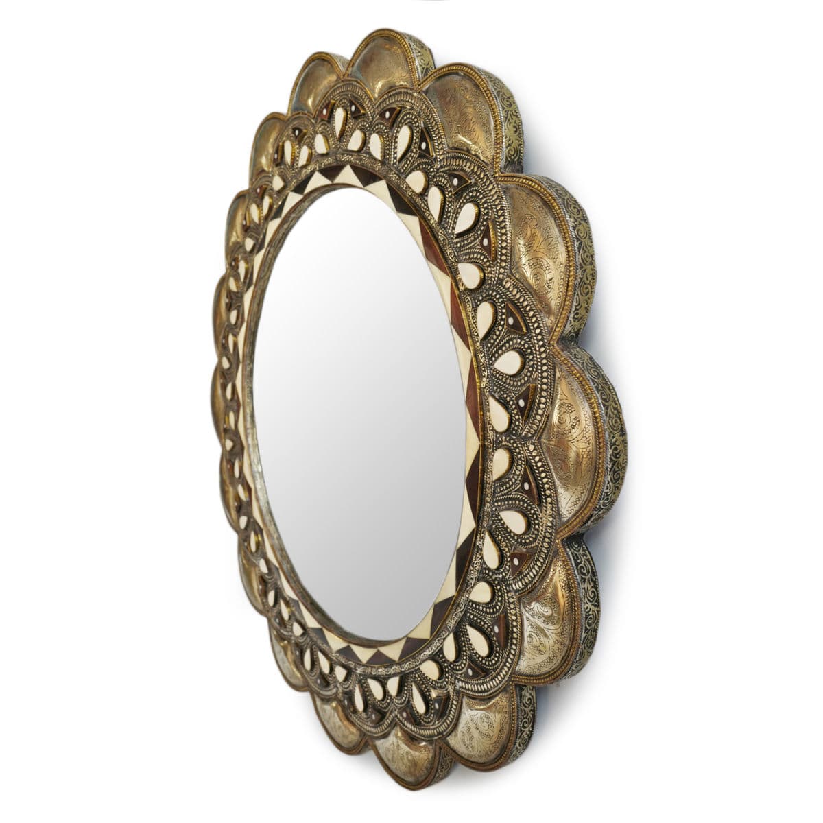 Vintage Scalloped Metal Work Mirror - Thumbnail 3