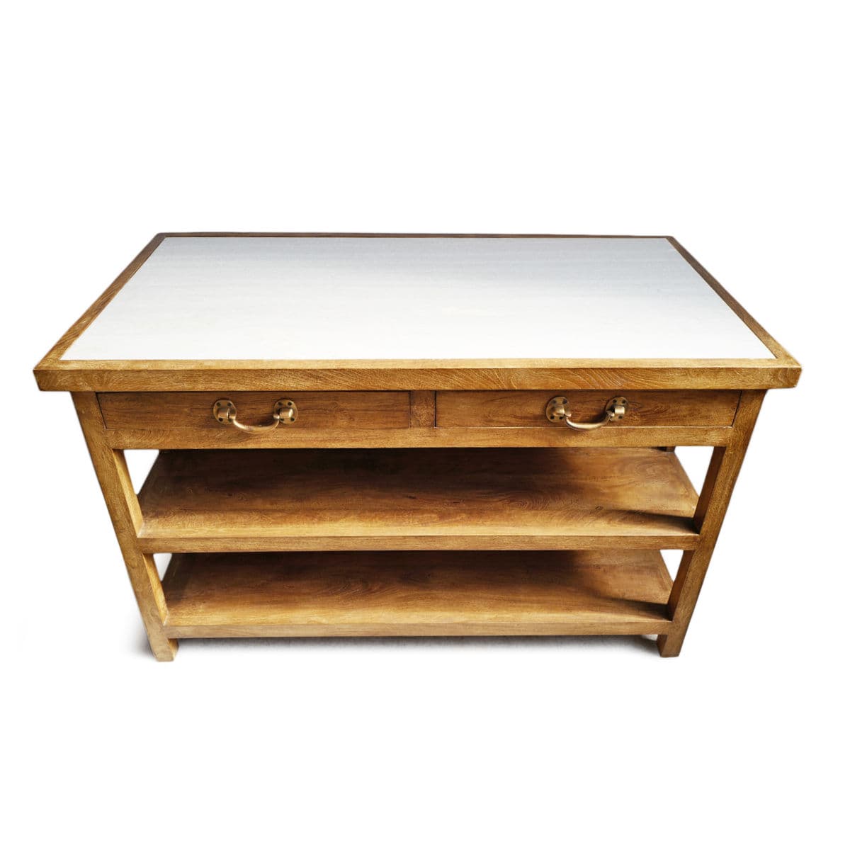 Farmhouse Wood & Marble Kitchen Island - Thumbnail 3