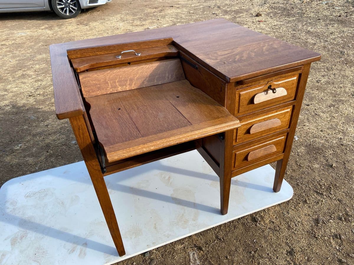 1920s Antique Typewriter Desk Needs Minor Work - Thumbnail 3
