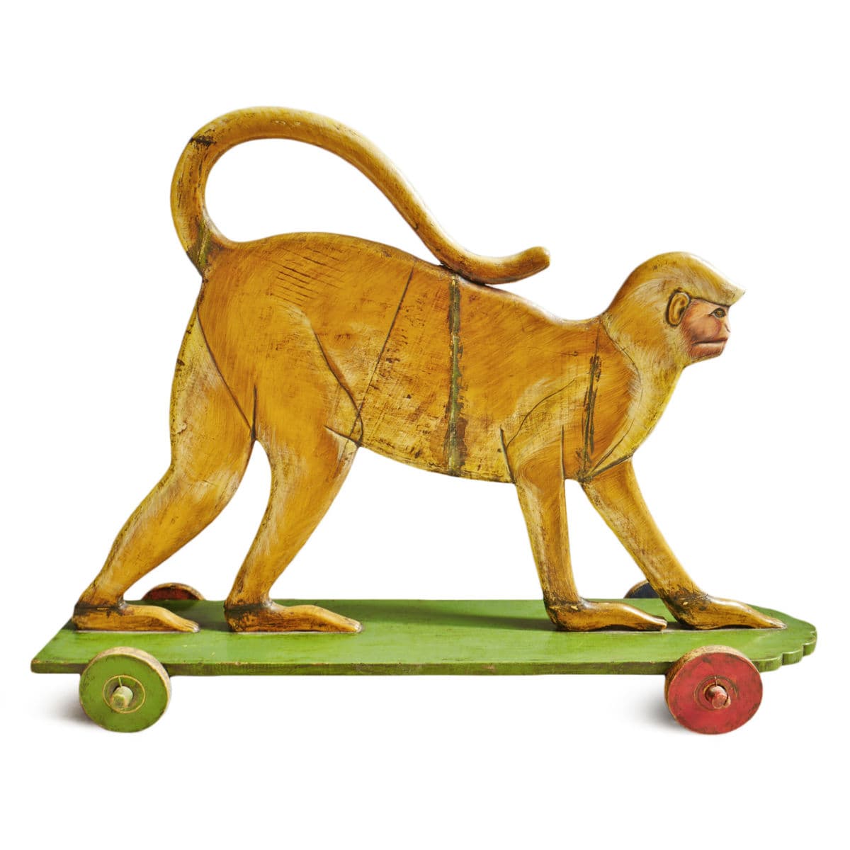 Vintage Wood Monkey on Wheels - Thumbnail 3