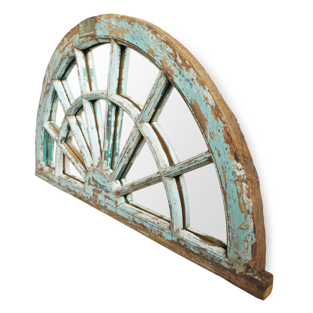 Antique Blue Window Transom Arch Mirror - Thumbnail 3