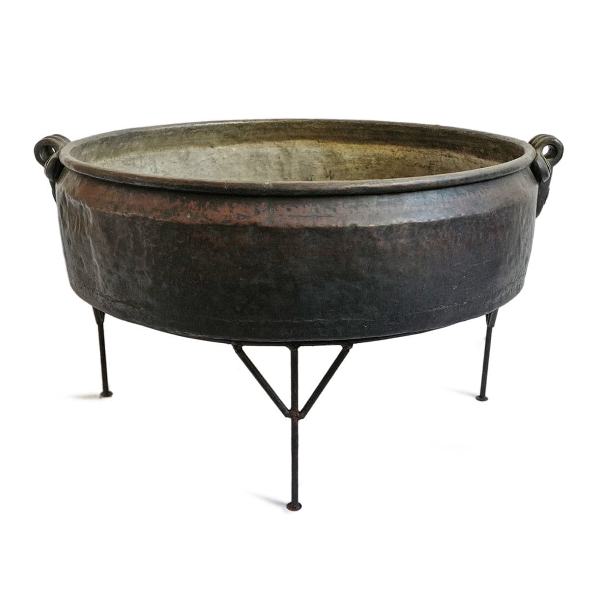 Old India Bronze Low Bowl on Stand - Thumbnail 3