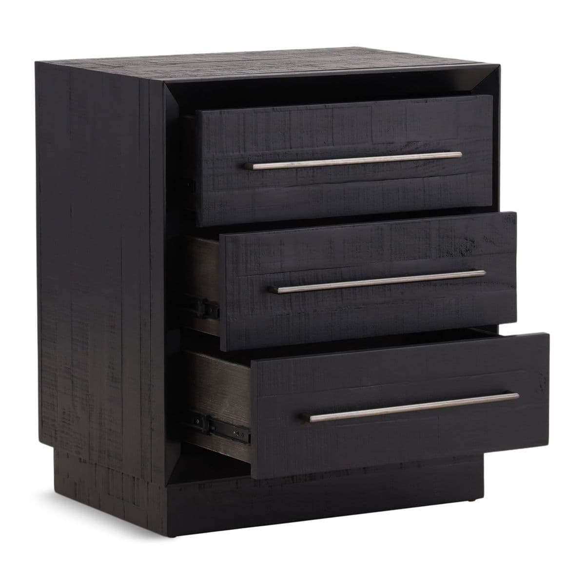 Black & Nickel Three-Drawer Nightstand - Thumbnail 3