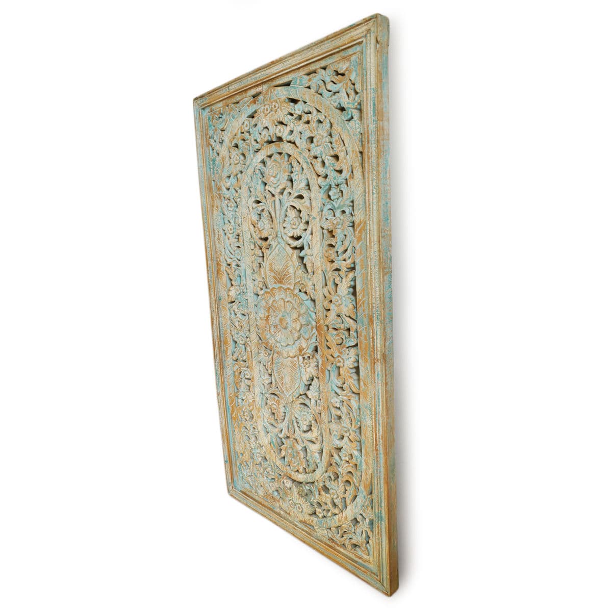 Blue Wash Wood Carved Panel - Thumbnail 3