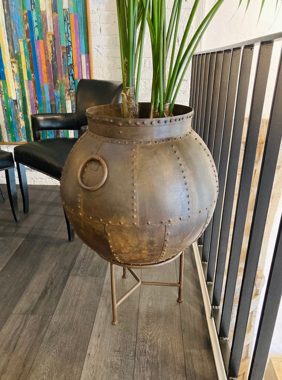 Iron Rivet Pot with Kenia Palm - Thumbnail 3