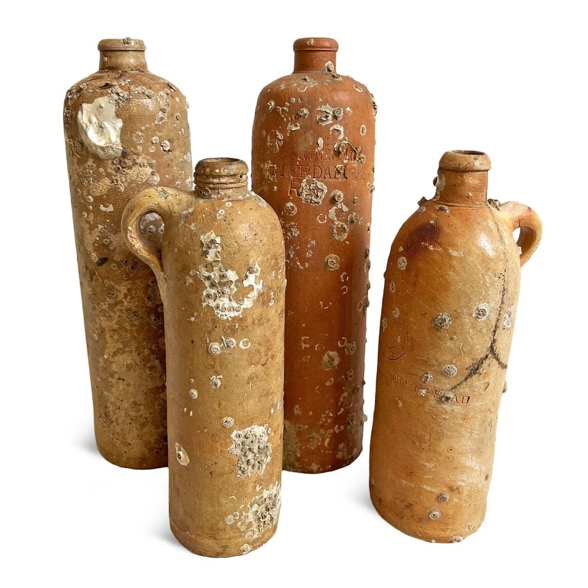 Set of 4 Antique Herzogthum Earthware Bottles - Thumbnail 3