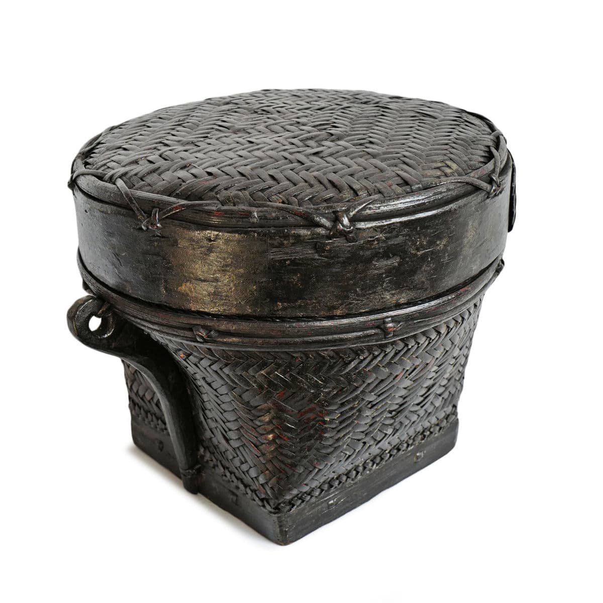 Vintage Akha Thai Round Basket - Thumbnail 3