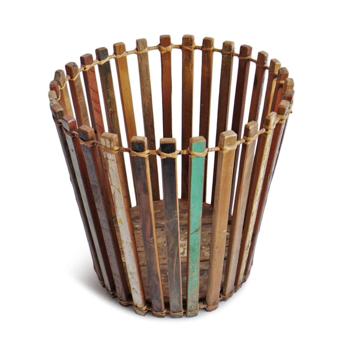 Salvaged Boat Wood Basket Large - Thumbnail 3