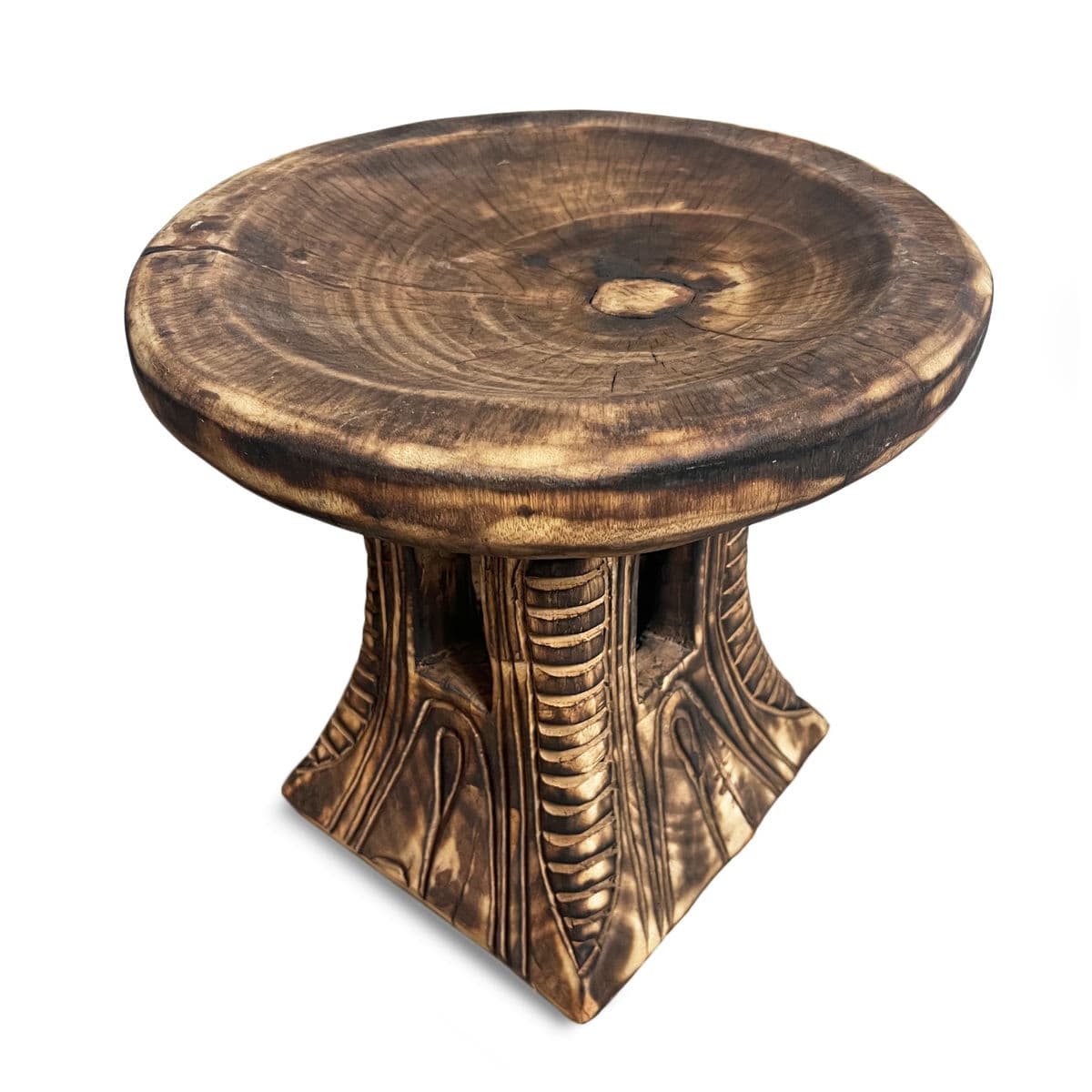 Bamileke Burn Pedestal Stool - Thumbnail 3