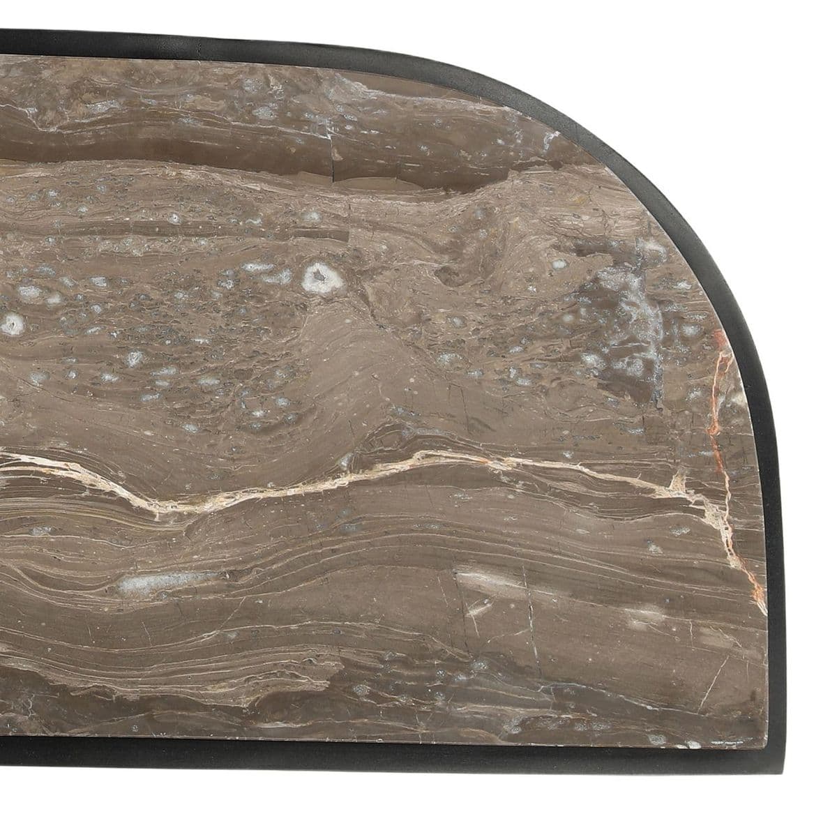 Rounded Taupe Marble & Iron Console - Thumbnail 3
