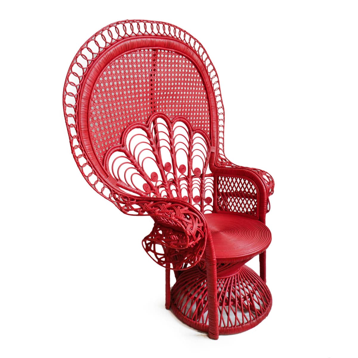 Red Peacock Cane Back Fan Chair - Thumbnail 3