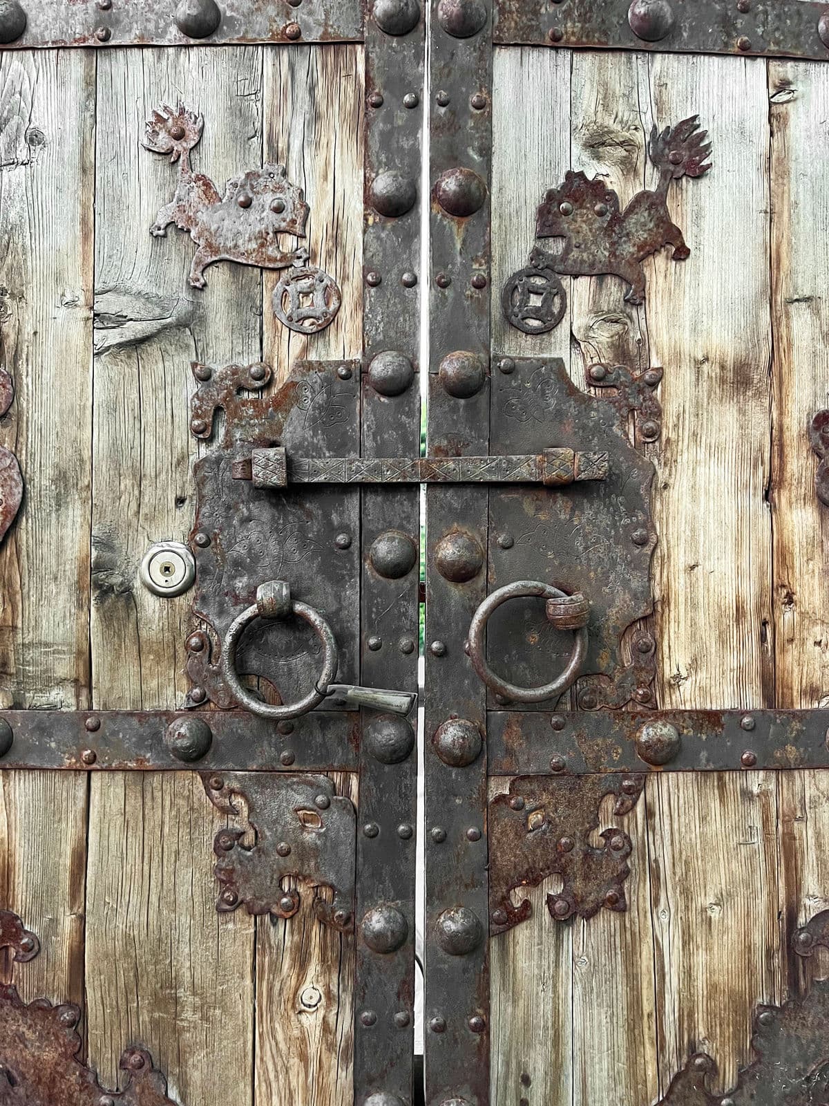 Antique Mongolian Wood & Iron Door - Thumbnail 3