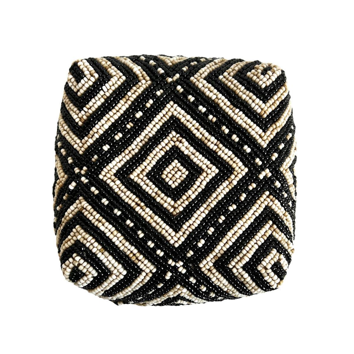 Bamboo Beaded Box Black & Tan Small - Thumbnail 3