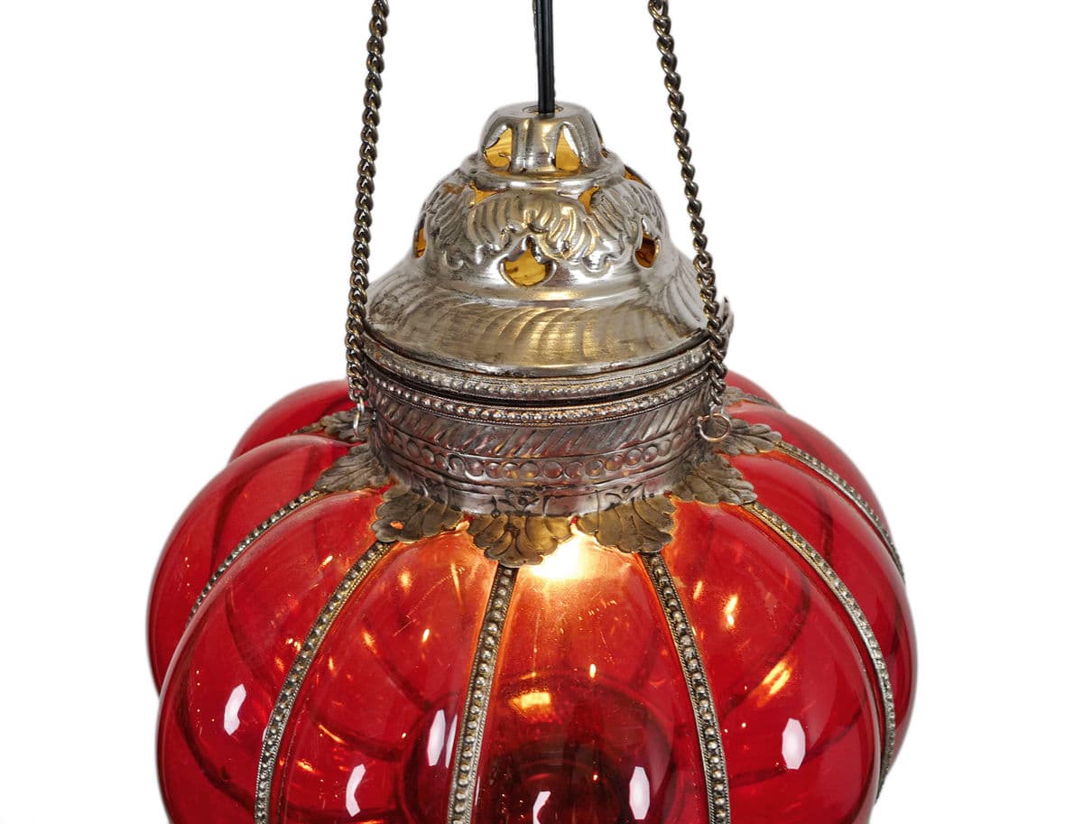 Vintage Red Pumpkin Lantern Large - Thumbnail 3