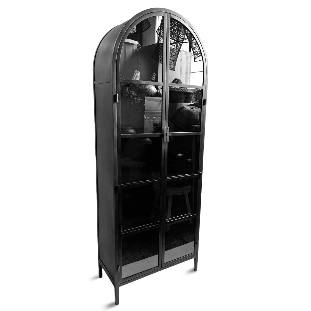 Gunmetal Arch Glass Cabinet - Thumbnail 3