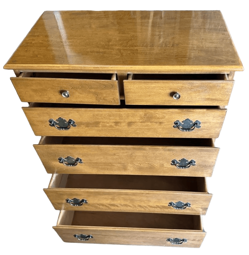Ethan Allen Nutmeg Solid Maple 46" High Chest of 6 Drawers - Vintage 1960s - Thumbnail 3