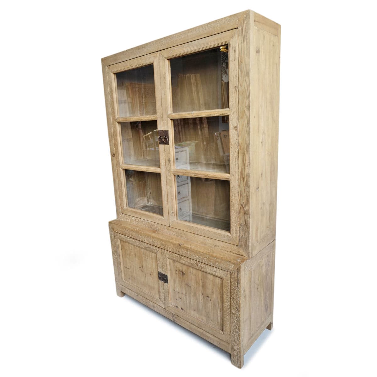 Reclaimed Raw Elm Glass Cabinet - Thumbnail 3