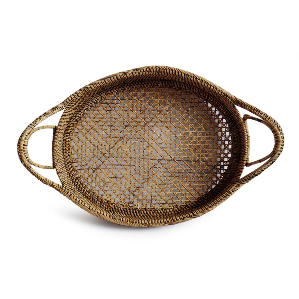 Tea Stained Rattan Oval Tray - Thumbnail 3