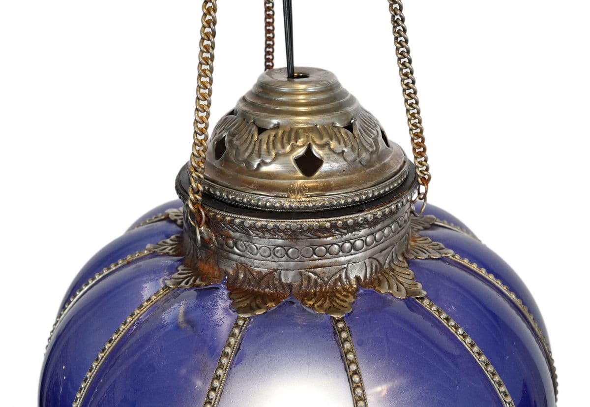 Vintage Blue Pumpkin Lantern Large - Thumbnail 3