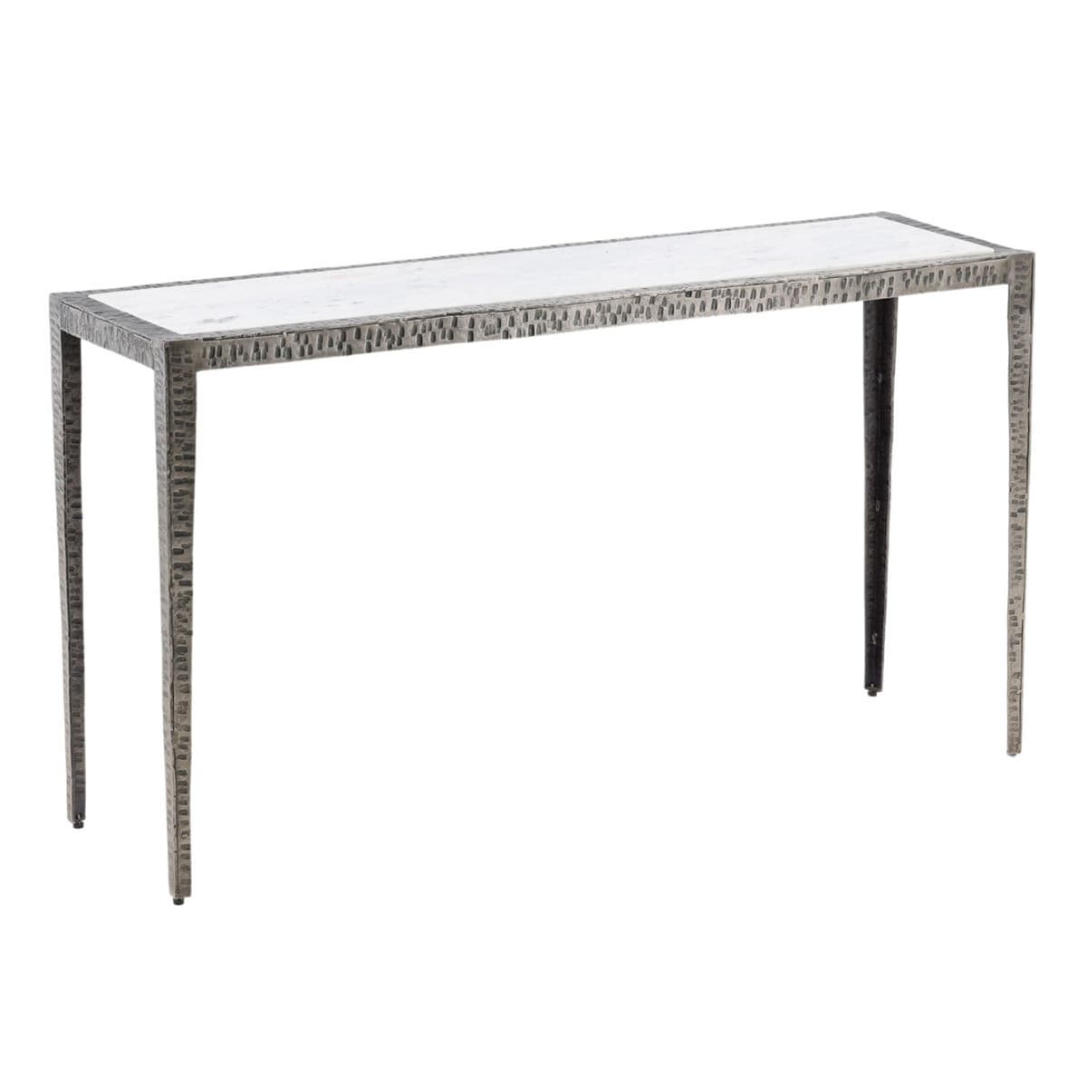 White Marble & Hammered Iron Console - Thumbnail 3