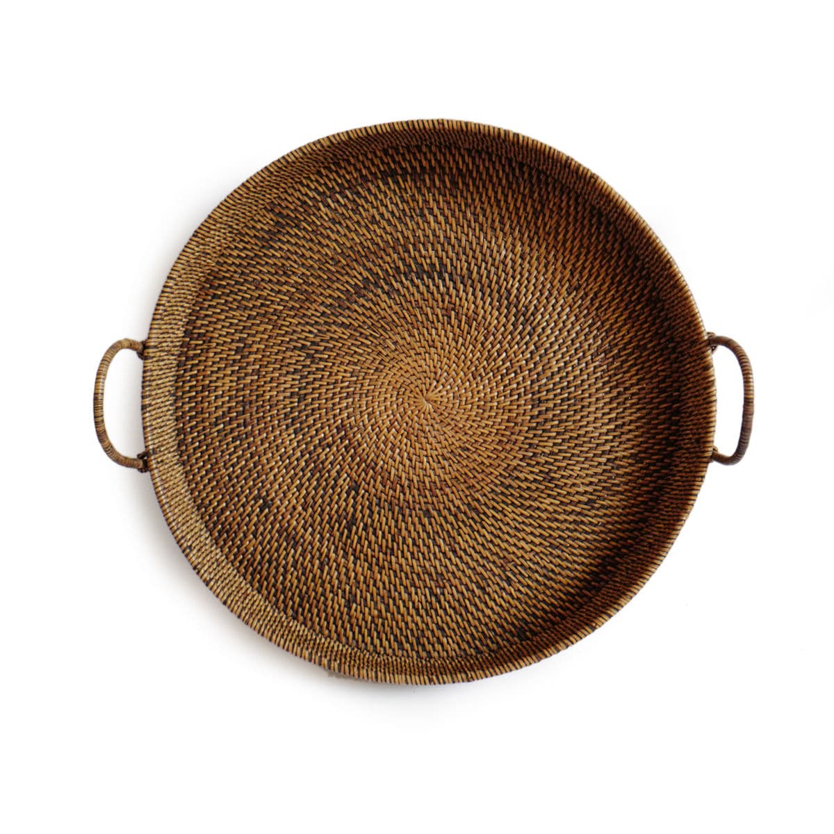 Tea Stained Rattan Round Tray - Thumbnail 3