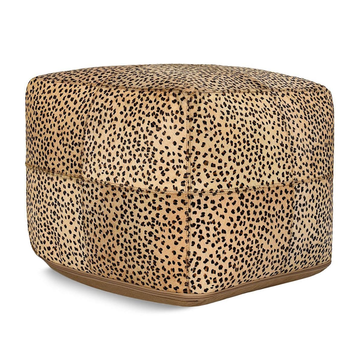Leopard Pattern Hide Pouf Ottoman - Thumbnail 3