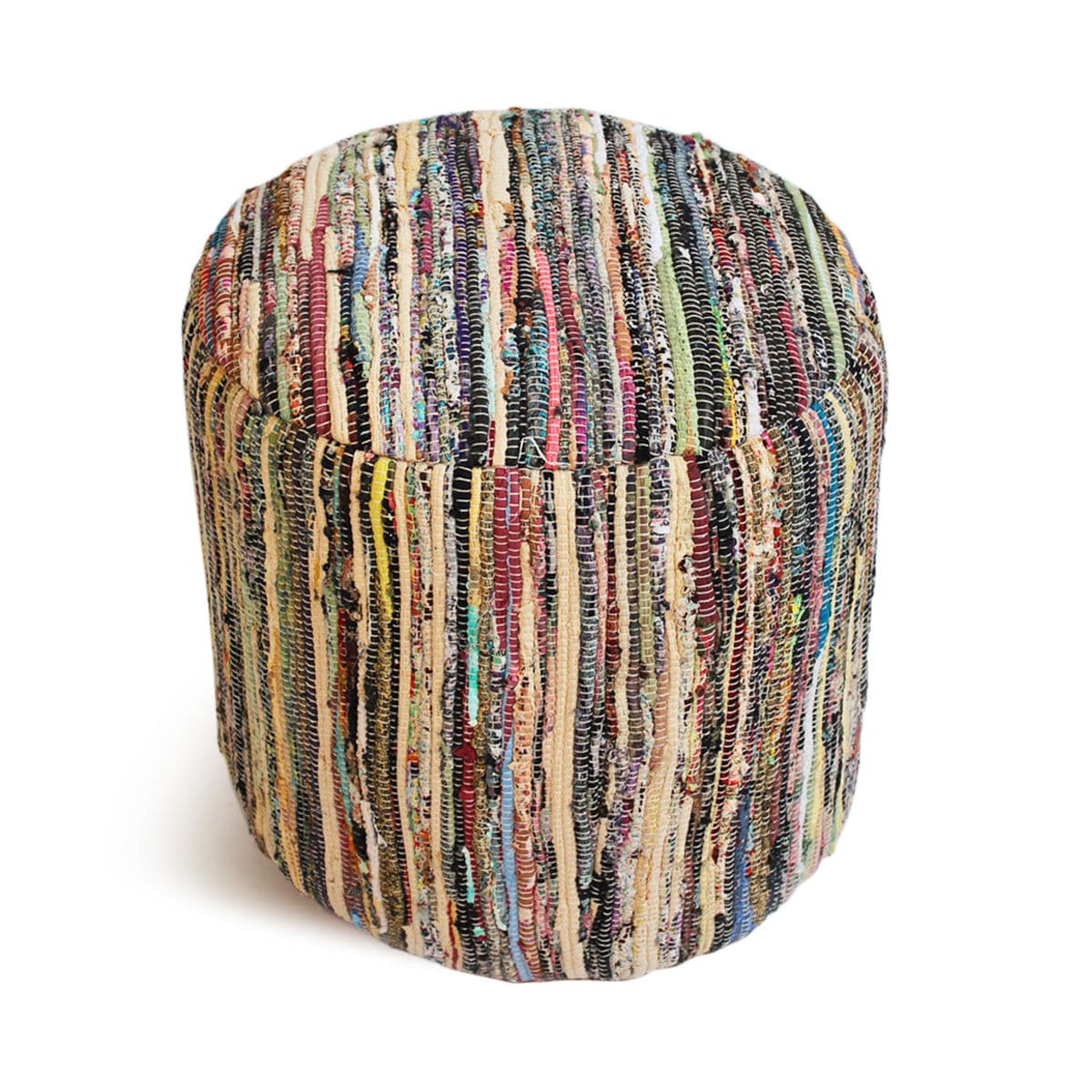 Colorful Sari Rug Pouf Ottoman - Thumbnail 3